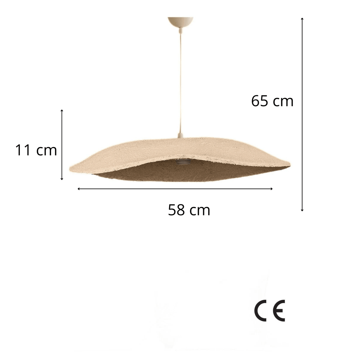 Hanglamp beige carbon betonnen kap - robuust - 58 cm - Flowing