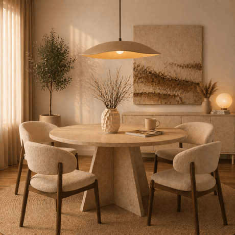 Hanglamp beige carbon betonnen kap - robuust - 58 cm - Flowing