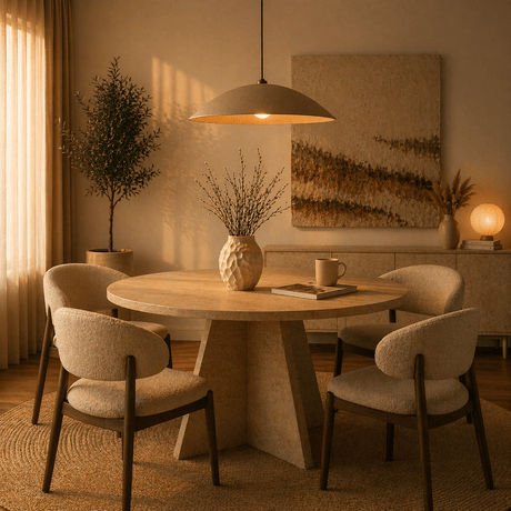 Hanglamp beige carbon betonnen kap - strak - 59 cm - Flowing