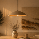 Hanglampen - Hanglamp beige carbon betonnen kap - strak - 59 cm - Flowing - Dimehouse