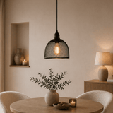 Hanging lamp black Metal - Mesh structure - 25 cm - 1-light - Hudson