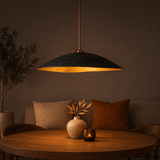 Hanglamp zwart met goud carbon betonnen kap - 40 cm - Flowing
