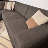 Corner sofa anthracite robust eco-leather Barin - left 