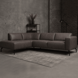 Corner sofa anthracite robust eco-leather Barin - left 