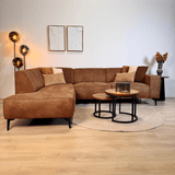 Industrial corner sofa cognac eco-leather Brisbane - left 