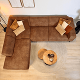 Industrial corner sofa cognac eco-leather Brisbane - left 