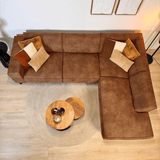 Industrial corner sofa cognac eco-leather Brisbane - right 
