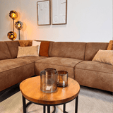 Industrial corner sofa cognac eco-leather Brisbane - left 