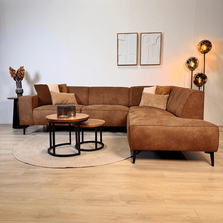 Industrial corner sofa cognac eco-leather Brisbane - right 