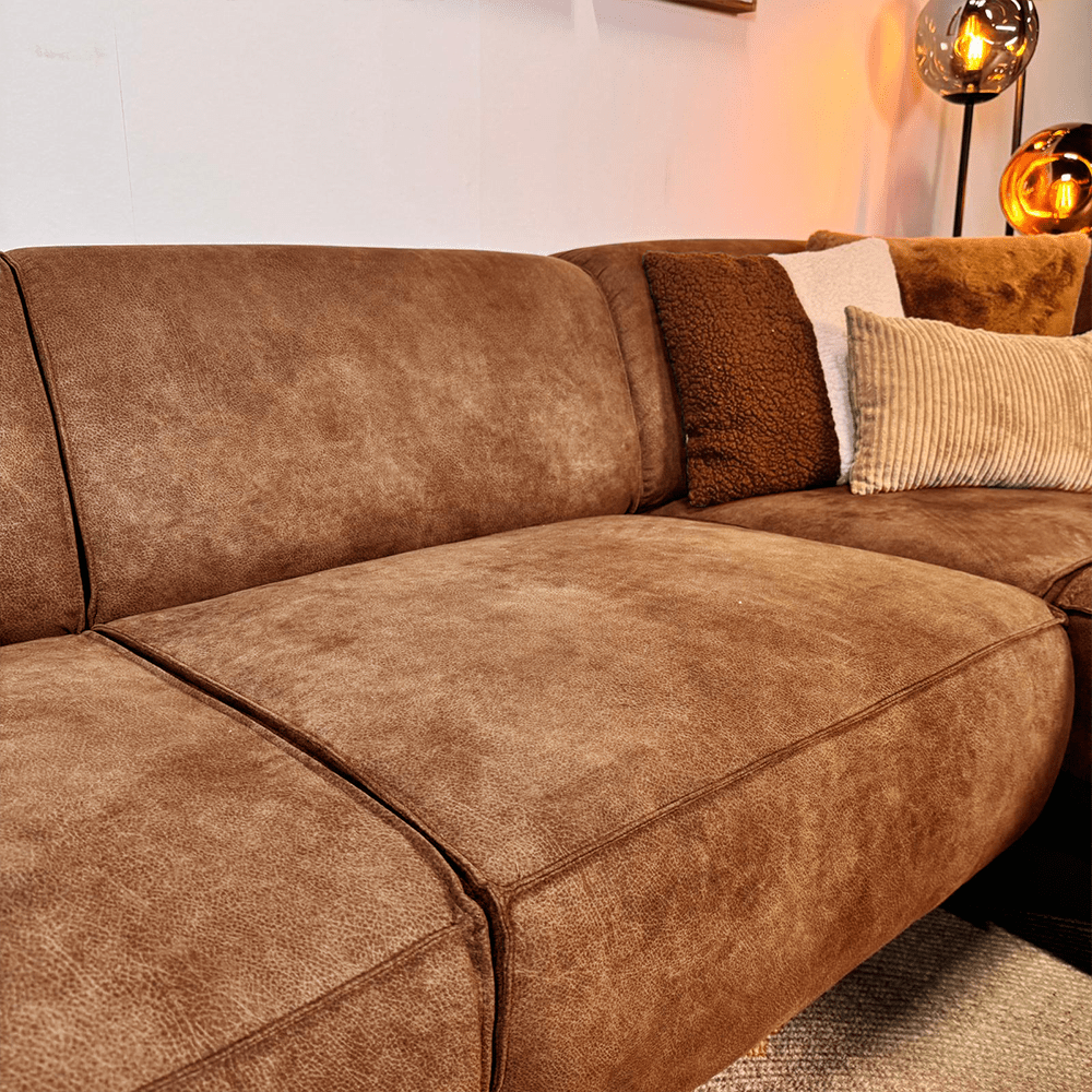 Industrial corner sofa cognac eco-leather Brisbane - right 