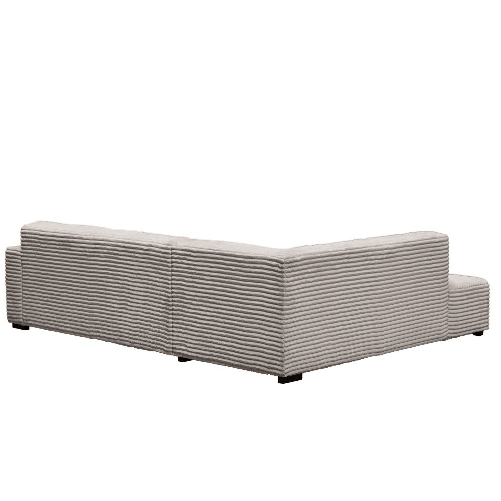 Banken - Hoekbank beige super zachte ribstof Gavi - links - Dimehouse