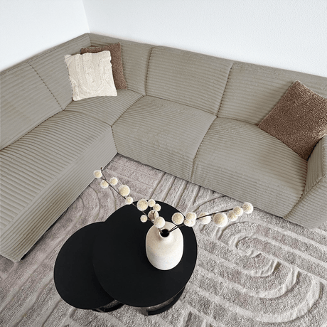 Beige corner sofa with super soft ribbed fabric Gavi - left 
