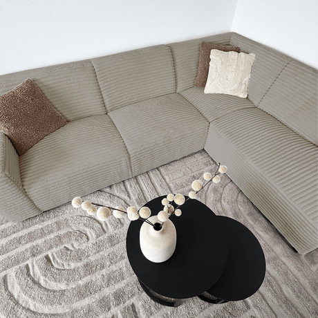 Beige corner sofa with super soft ribbed fabric Gavi - right 