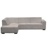 Banken - Hoekbank beige super zachte ribstof Gavi - links - Dimehouse