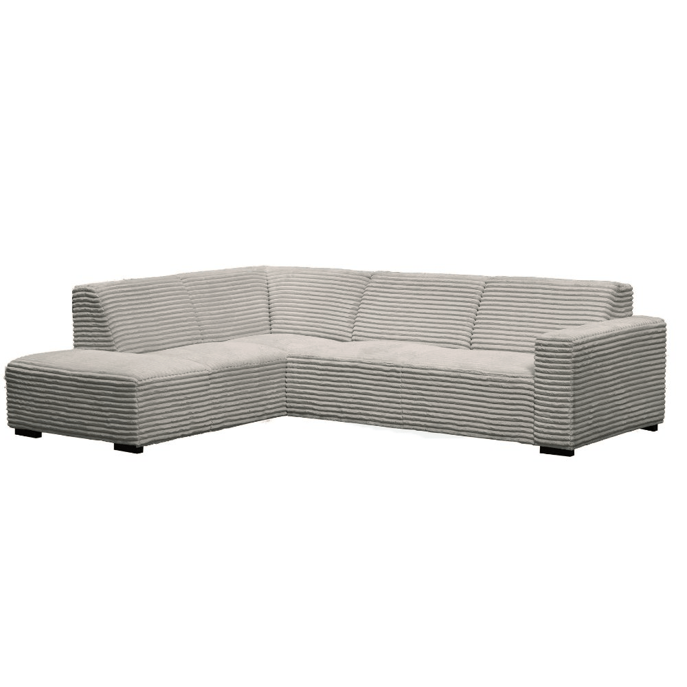 Banken - Hoekbank beige super zachte ribstof Gavi - links - Dimehouse