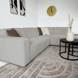 Beige corner sofa with super soft ribbed fabric Gavi - right 