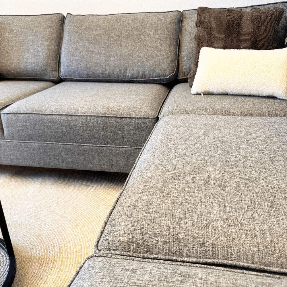 Corner sofa Kale Fabric Grey - five seater 