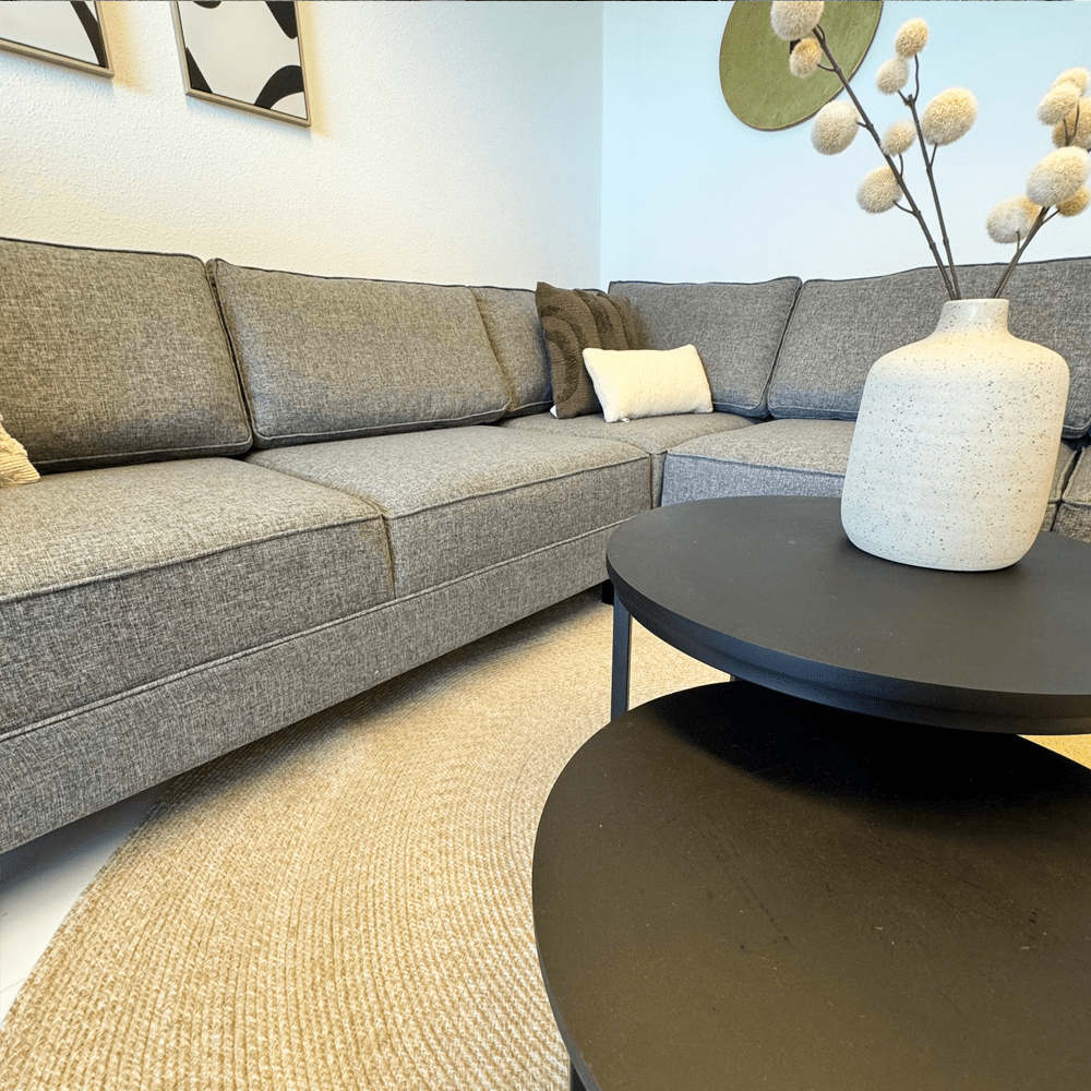 Corner sofa Kale Fabric Grey - five seater 