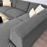Gray boucle fabric corner sofa Maël - right 
