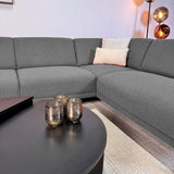 Gray boucle fabric corner sofa Maël - right 