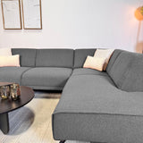 Gray boucle fabric corner sofa Maël - right 