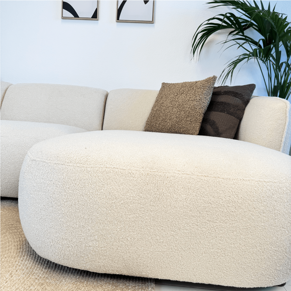 Corner sofa with organic shape, cream boucle Sophie - right 