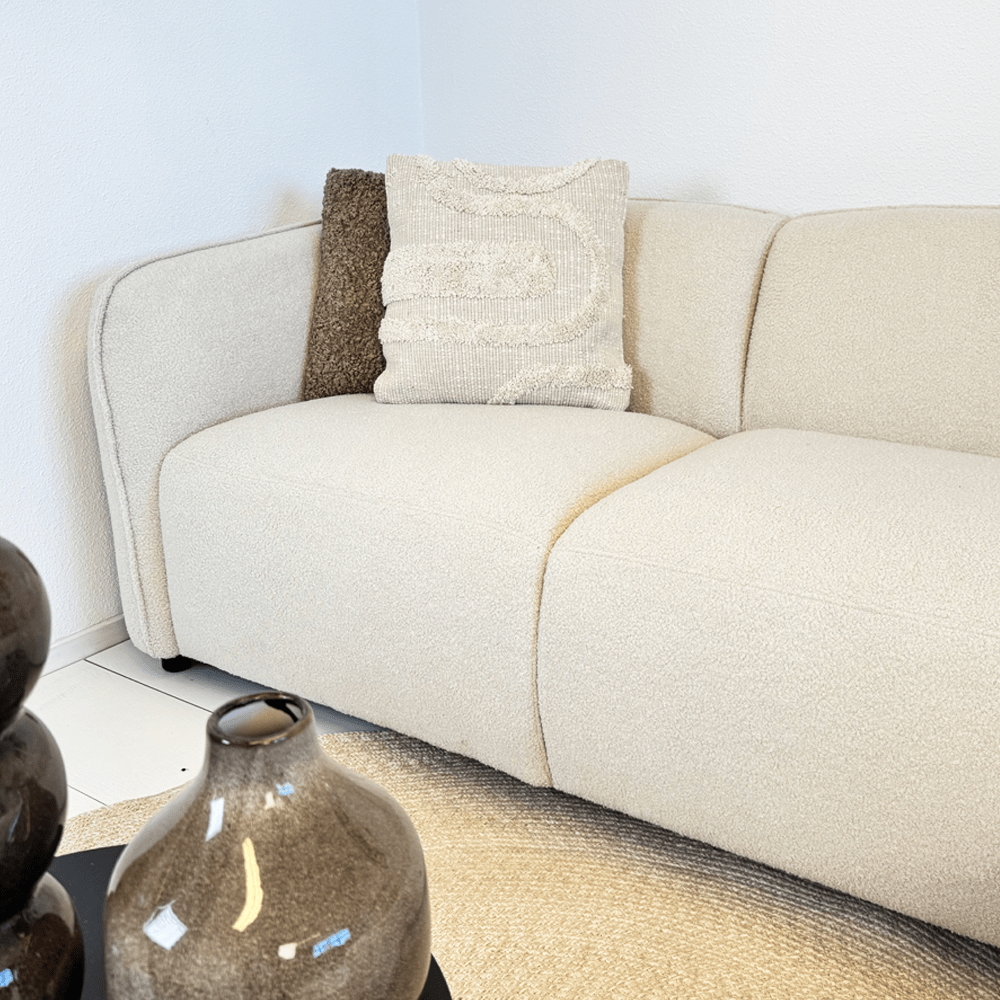 Corner sofa with organic shape, cream boucle Sophie - right 