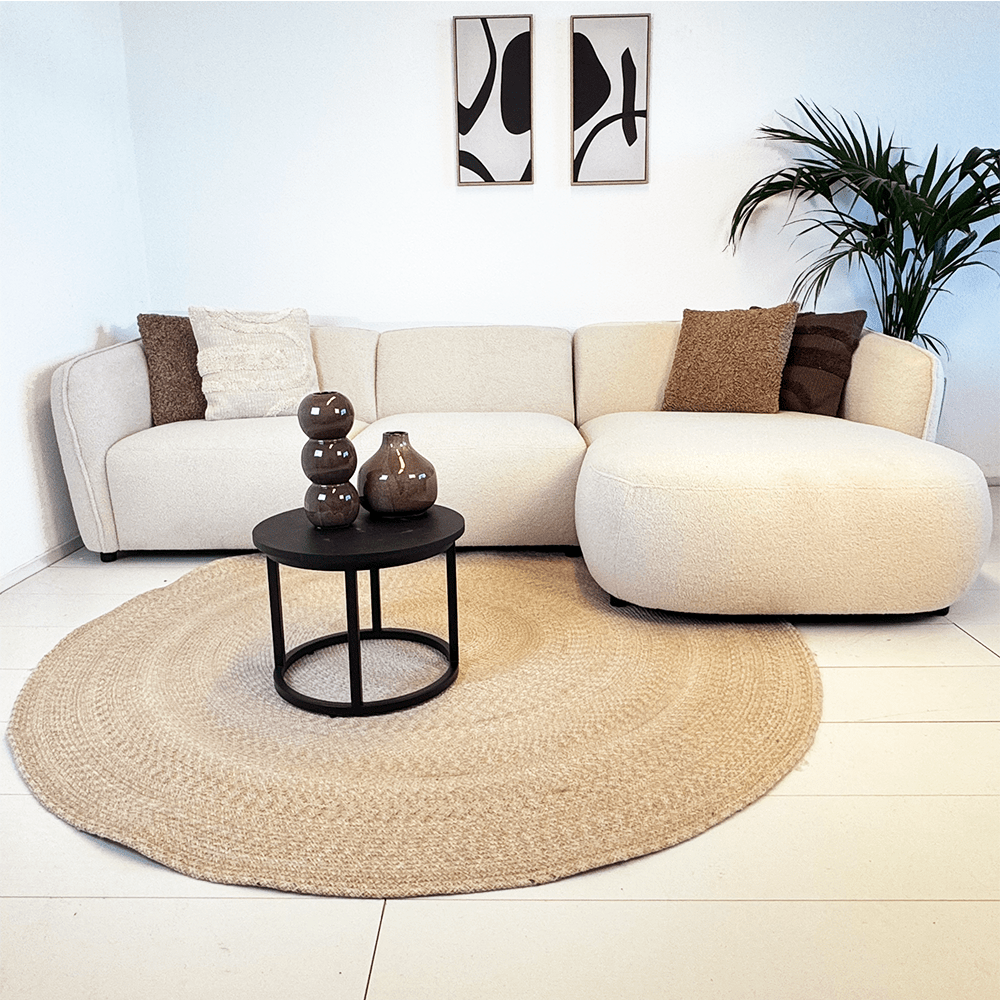 Corner sofa with organic shape, cream boucle Sophie - right 