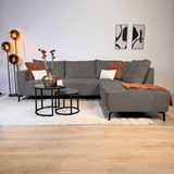 Corner sofa with chaise longue anthracite chenille Yara - right 