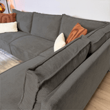 Corner sofa with chaise longue anthracite chenille Yara - right 