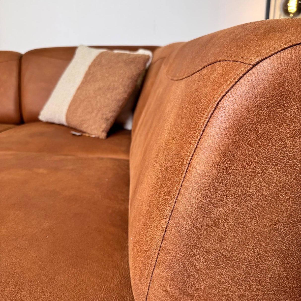 Banken - Hoekbank cognac robuust eco - leer Barin - rechts - Dimehouse