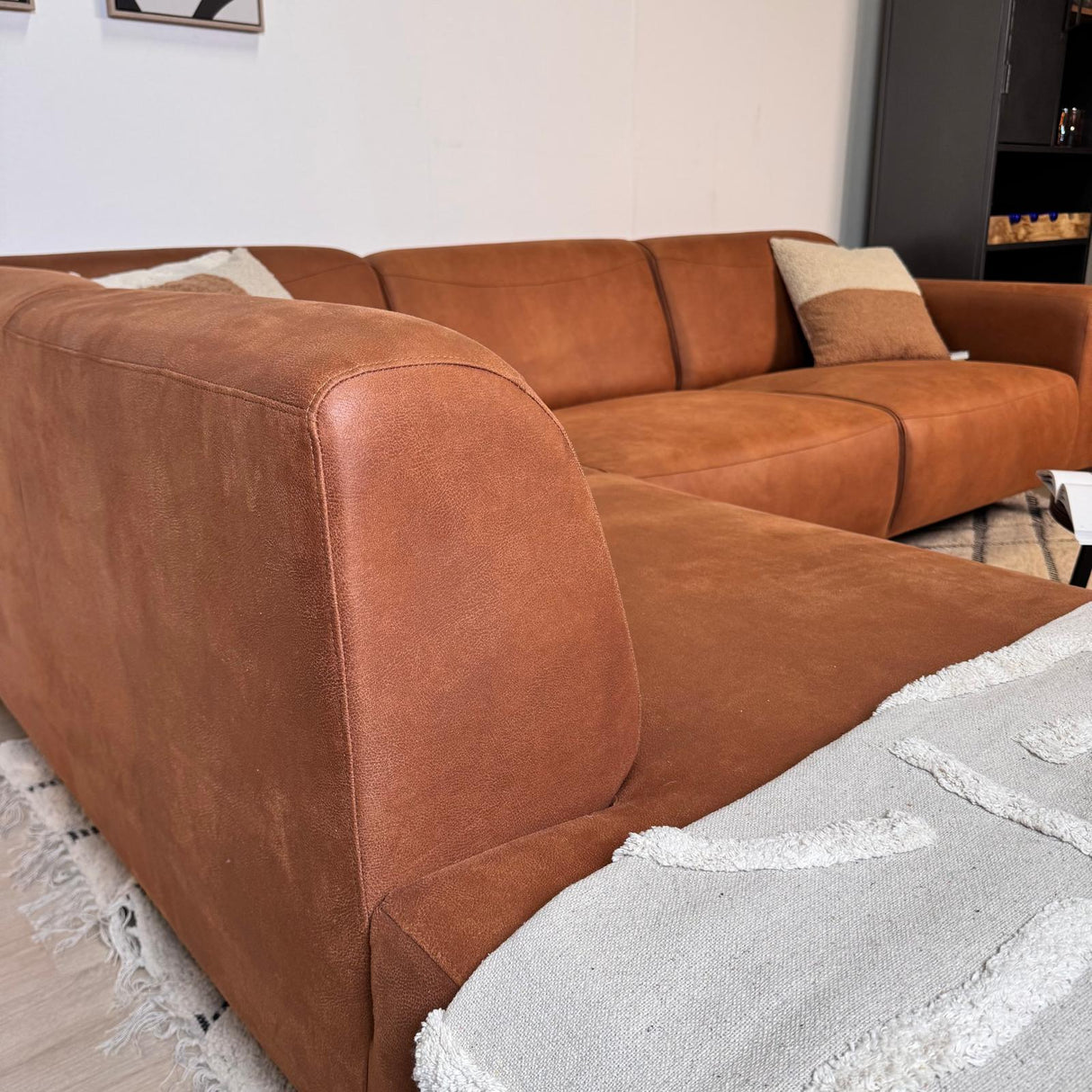 Banken - Hoekbank cognac robuust eco - leer Barin - rechts - Dimehouse