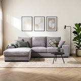 Corner sofa Cambridge rib fabric gray left atmospheric photo in modern interior