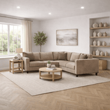 Corner sofa Kale Velvet Cream - five person 
