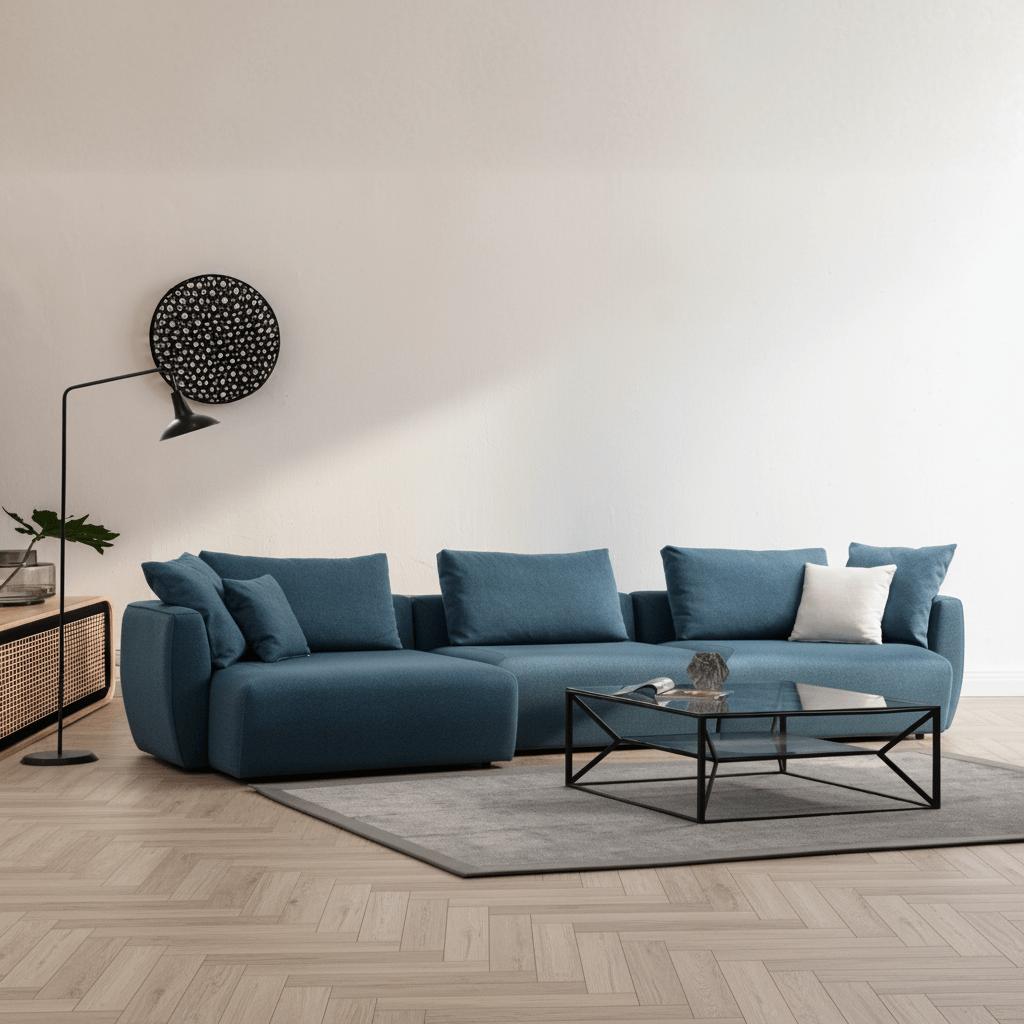 Corner Sofa Left Maya Blue | Dimehouse