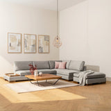 Hoekbank Rechts Tulip Licht Grijs - Met Hocker sfeerfoto in modern interieur