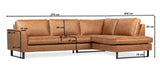 Cognac microfiber corner sofa Tulin - right 