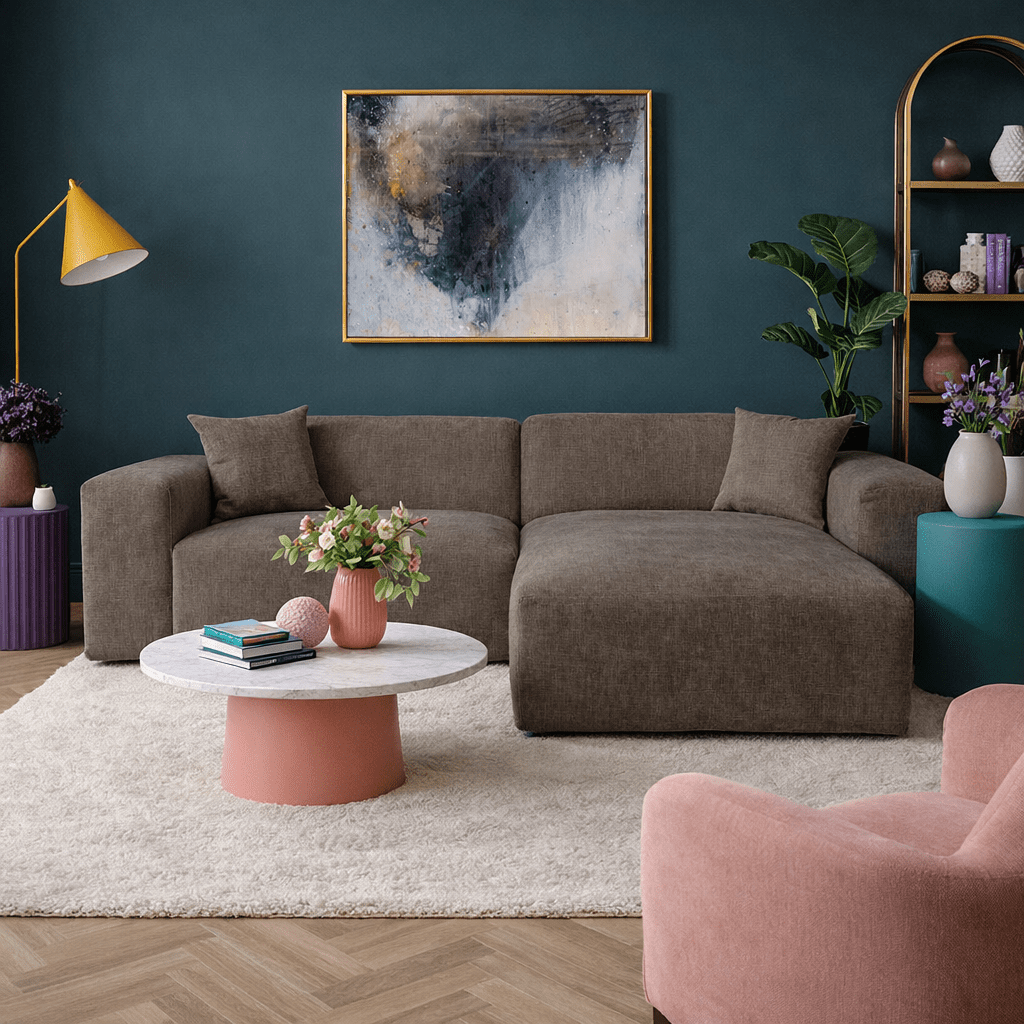 Corner sofa Wayne Chenille Taupe 260cm - Left & Right Mountable