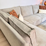 Corner sofa with beige chenille Yara chaise longue - left 