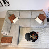 Corner sofa with beige chenille Yara chaise longue - left 