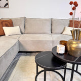 Corner sofa with beige chenille Yara chaise longue - left 