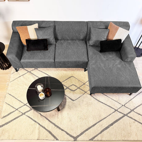 Corner sofa with compact lounge anthracite microfiber Davidson - right 