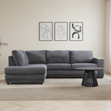 Corner sofa anthracite ribbed folding sofa Gabi - left