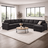 Corner sofa anthracite fabric - 7-seater - 345 x 285 cm - Blake