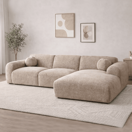 Corner sofa sand chenille fabric - 292x169 cm - Shane - right