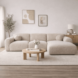Banken - Hoekbank beige chenille stof - 292x169 cm - Shane - rechts - Dimehouse