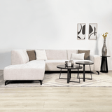 Corner sofa with chaise longue in beige chenille fabric Manon - left 