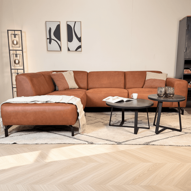 Corner sofa cognac ruboost eco leather Barin - left