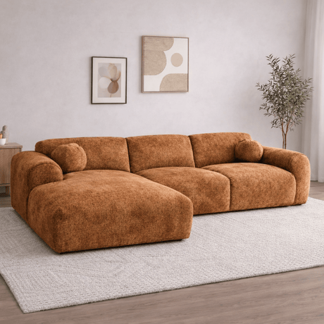 Corner sofa copper chenille fabric - 292x169 cm - Shane - left