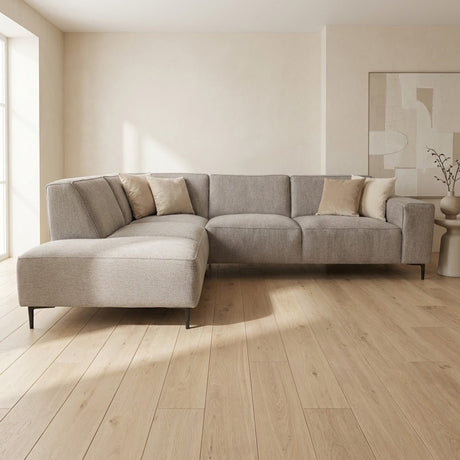 Gray chenille corner sofa upholstered Ravi – Left 